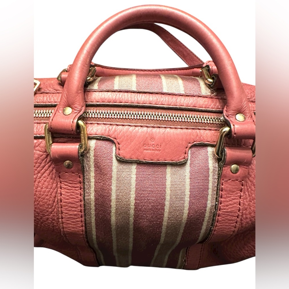 Gucci Rose Leather Medium Web Boston Bag - Picture 3 of 14